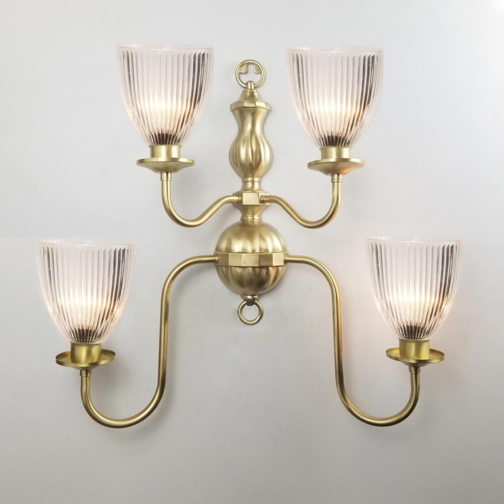 4 Light Prismatic Cone Glass Brass Flemish Wall Light Brochure