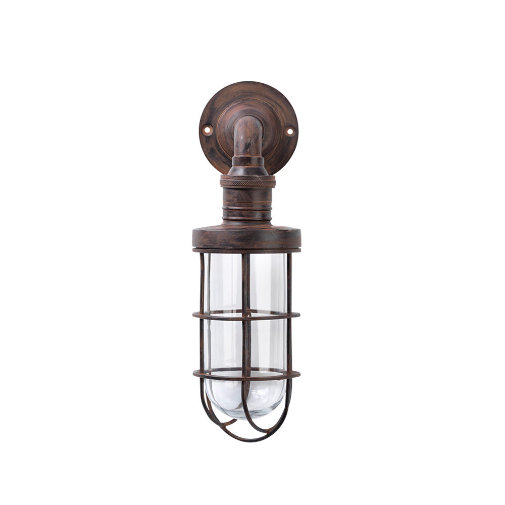 Antique Brass Cage Outdoor Wall Light Lighting