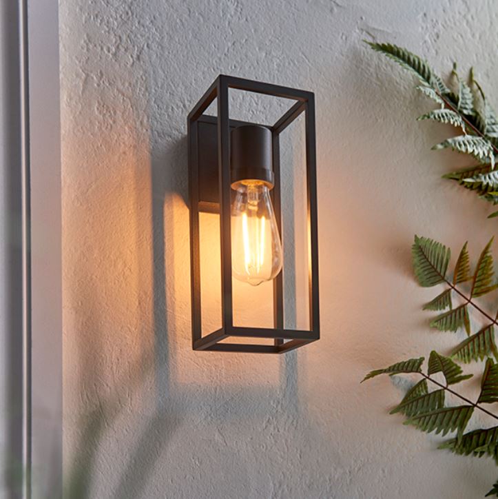 Textured Black Lantern Exterior Wall Light Lighting