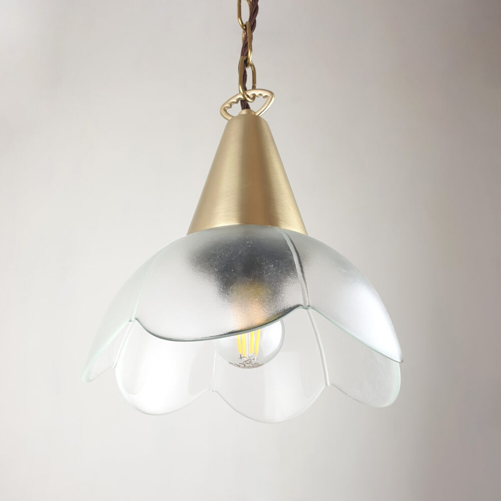 Brass Cone Pendant with Flower Glass Shade Brochure