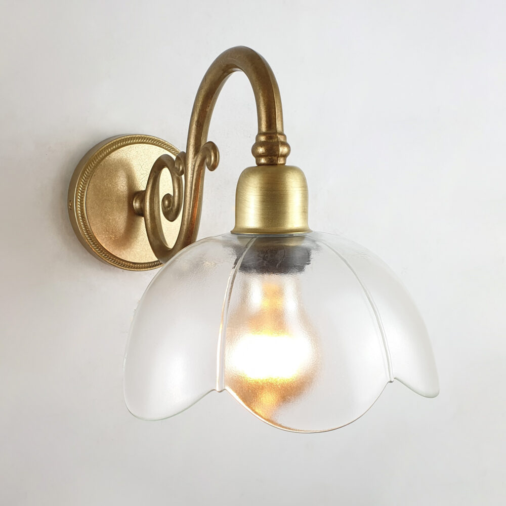 Brass Wall Light with Flower Glass Shade Brochure