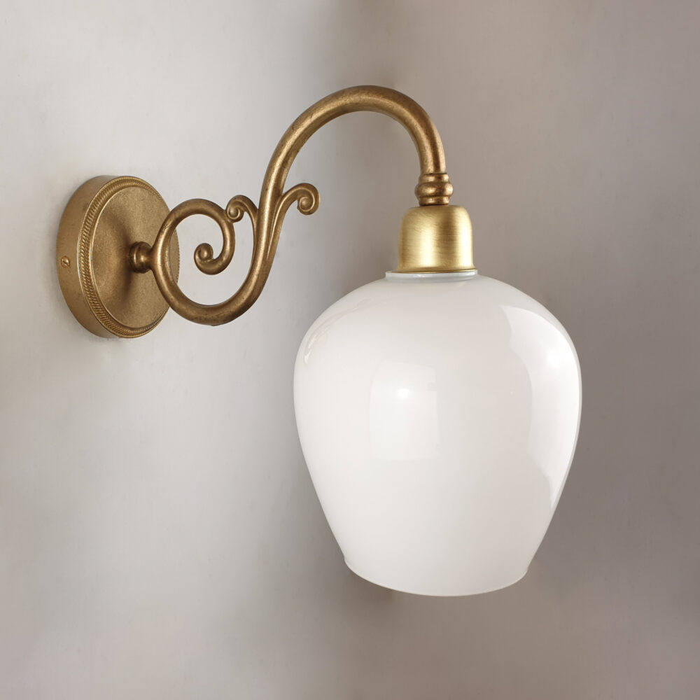 Brass Wall Light with Opal Teardrop Shade Brochure