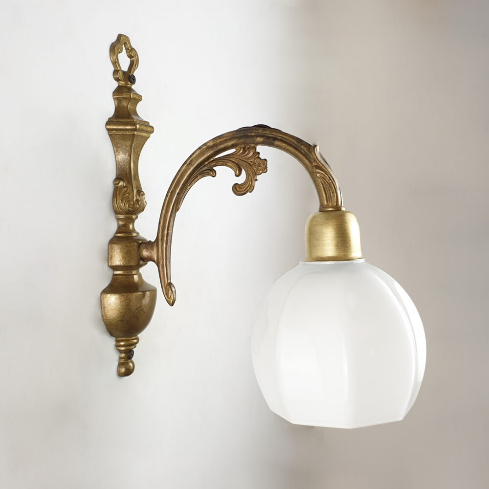 Brass Wall Light with Opal Faceted Glass Brochure