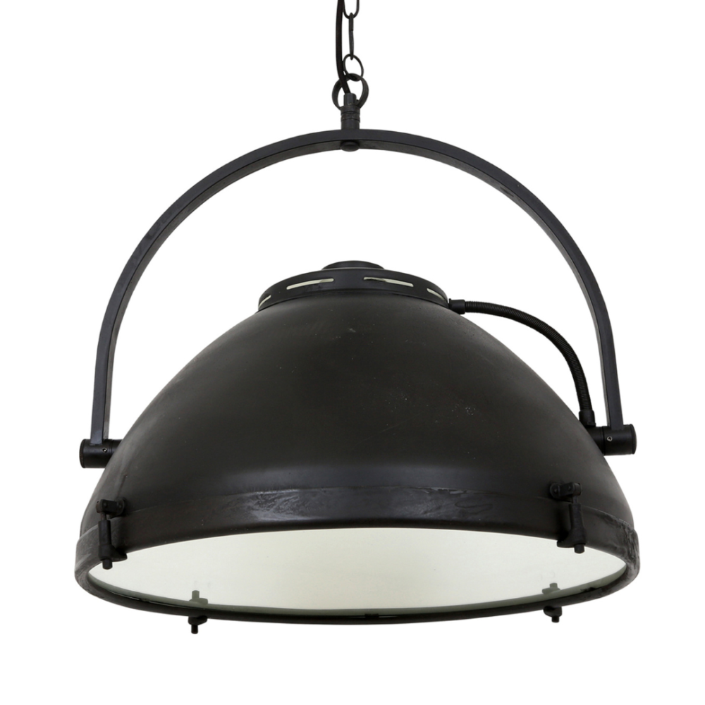 Small Industrial Pendant with Opal Diffuser Ceiling