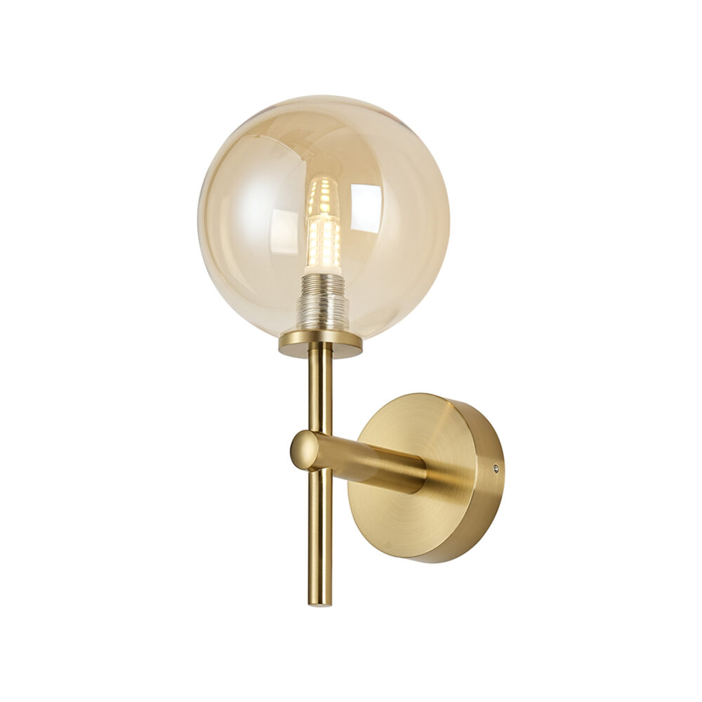 IP44 Amber Globe Wall Light Bathroom