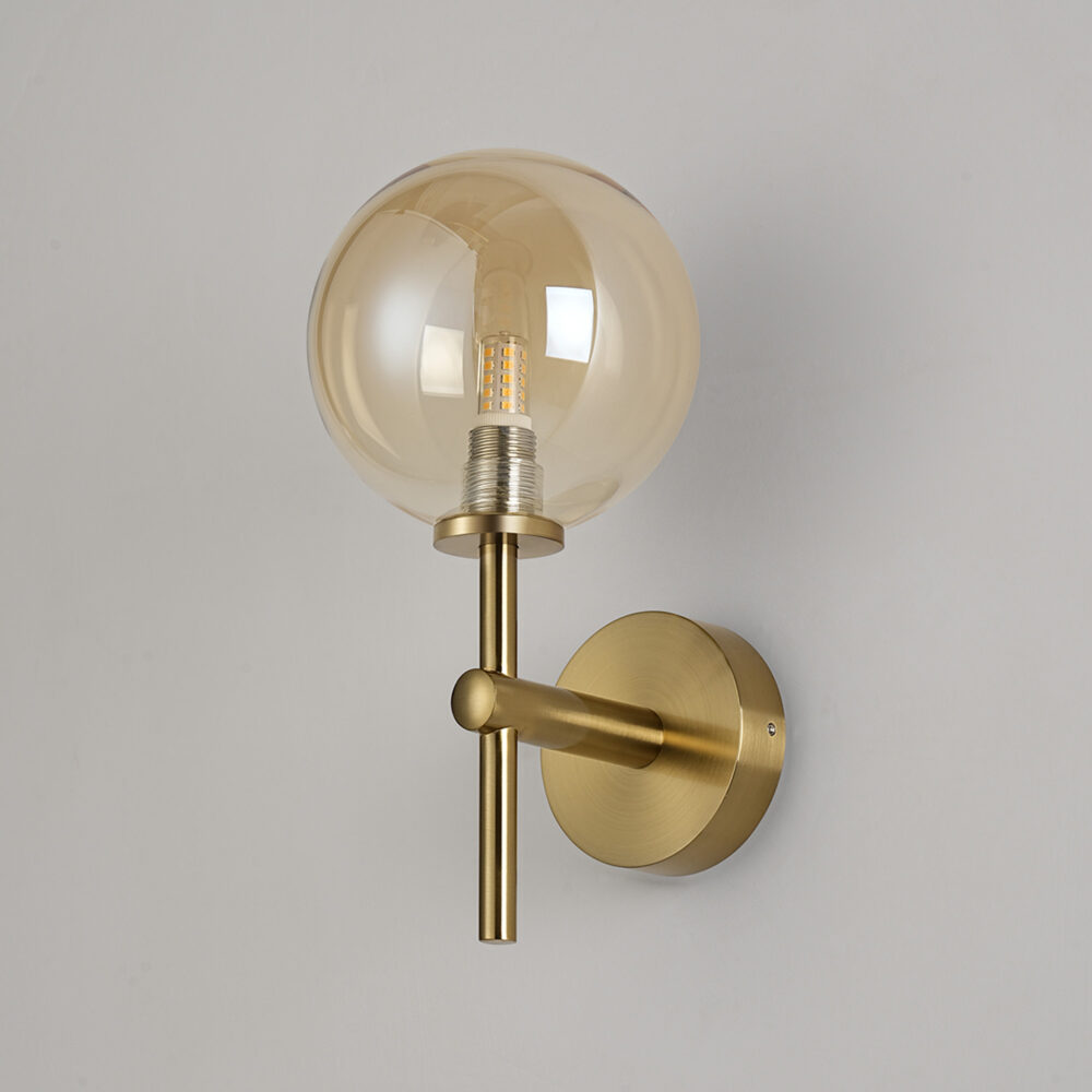 IP44 Amber Globe Wall Light Bathroom