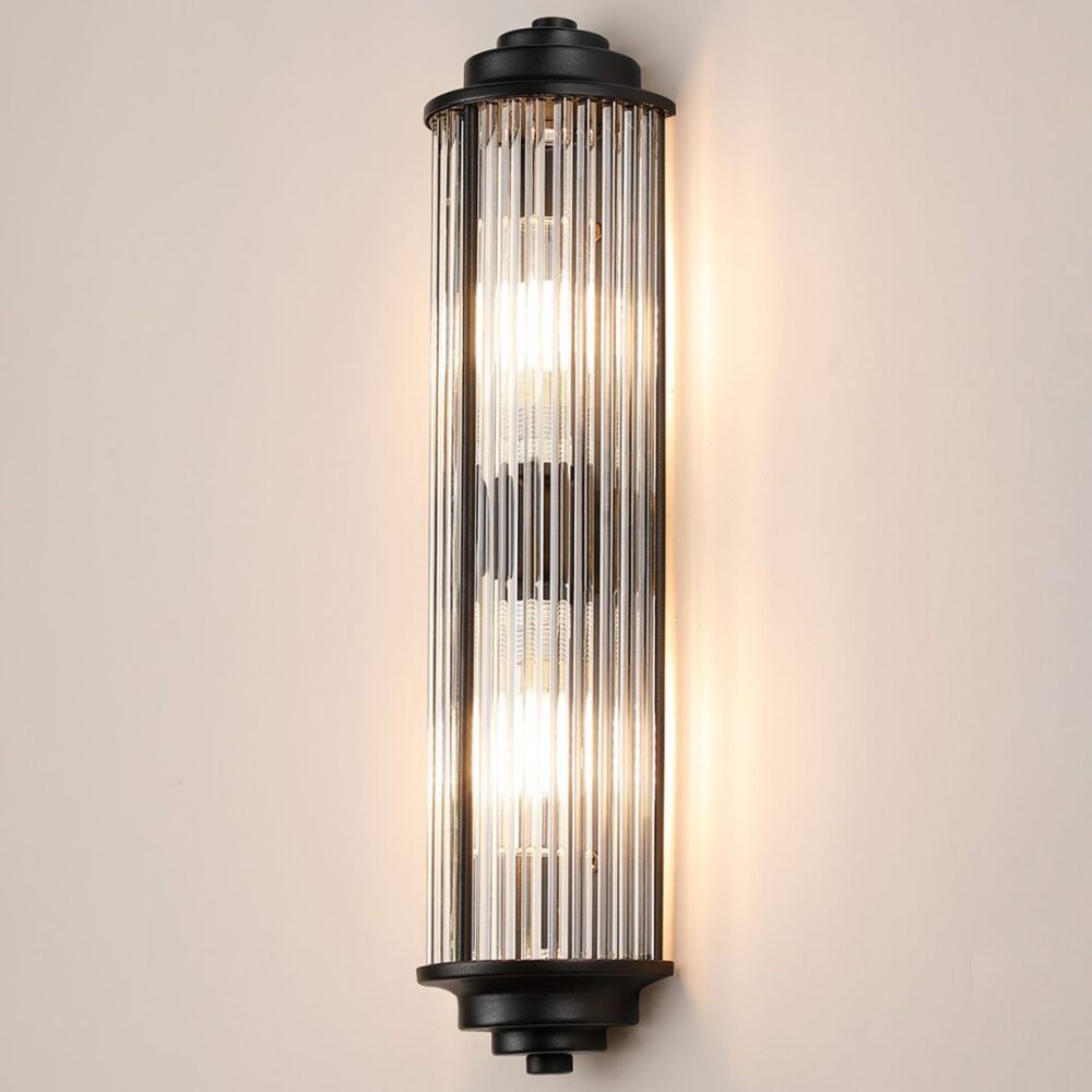 Black Glass Rod Wall Light (IP44) Bathroom