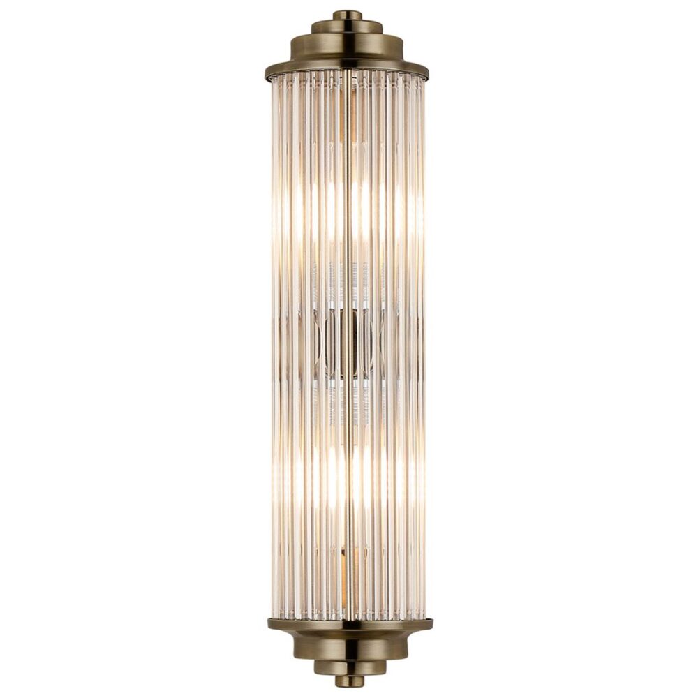 Antique Brass Glass Rod Wall Light (IP44) Bathroom