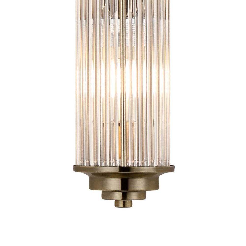 Antique Brass Glass Rod Wall Light (IP44) Bathroom