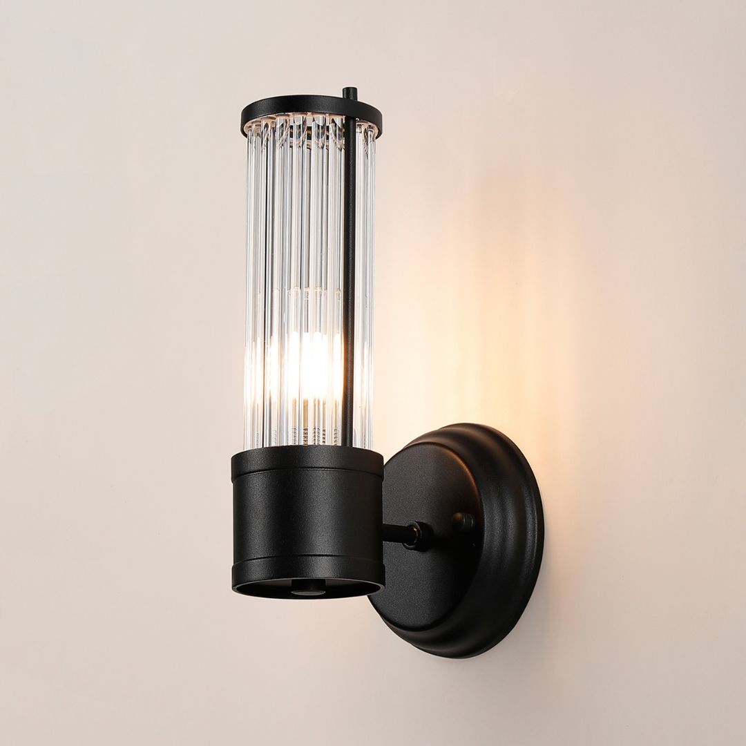 Black And Glass Rod Floating Wall Light Ip44 E2 Contract Lighting