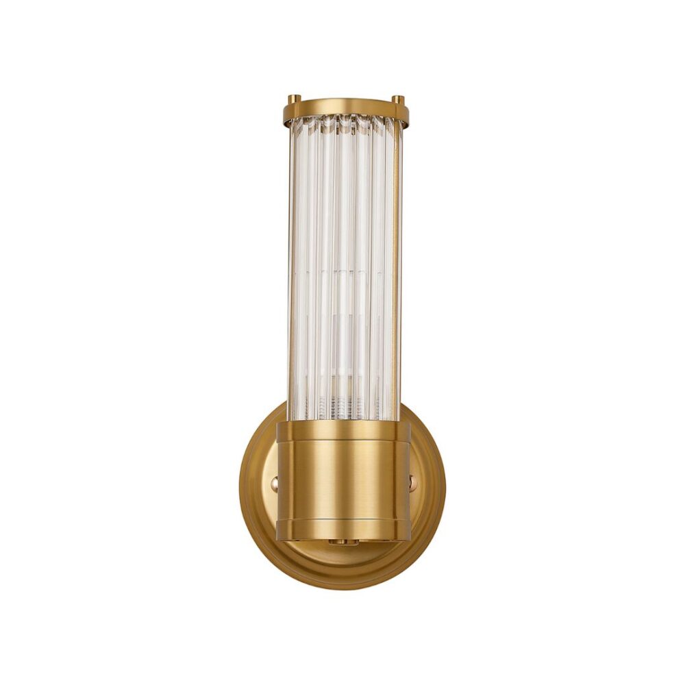 Antique Brass & Glass Rod Floating Wall Light (IP44) Bathroom