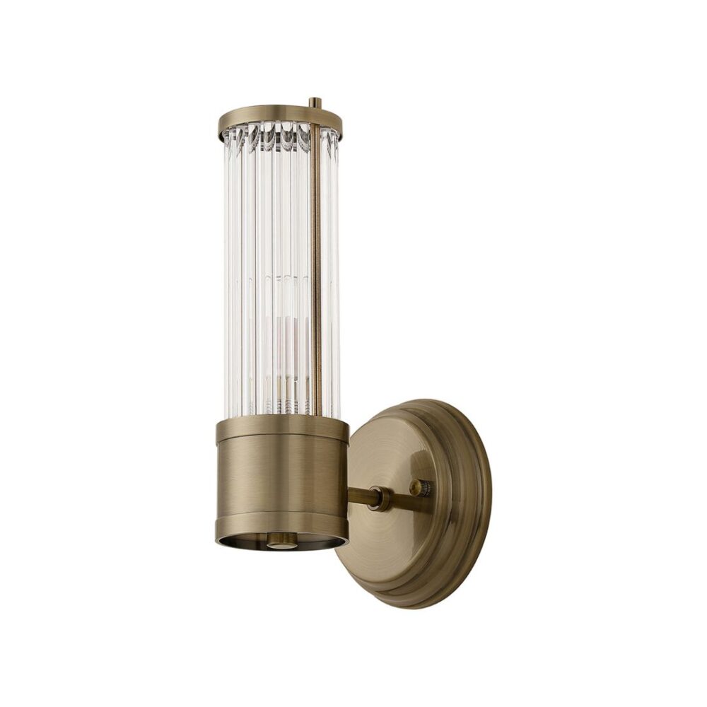 Antique Brass & Glass Rod Floating Wall Light (IP44) Bathroom