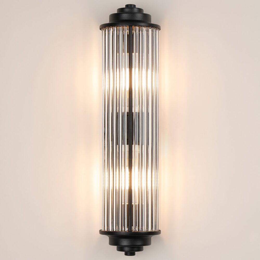 Black Glass Rod Wall Light (IP44) Bathroom