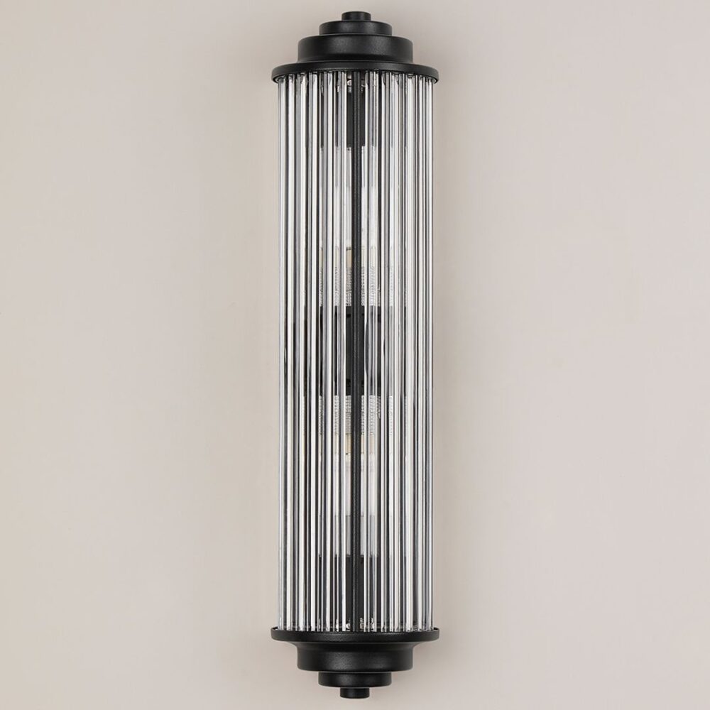 Black Glass Rod Wall Light (IP44) Bathroom