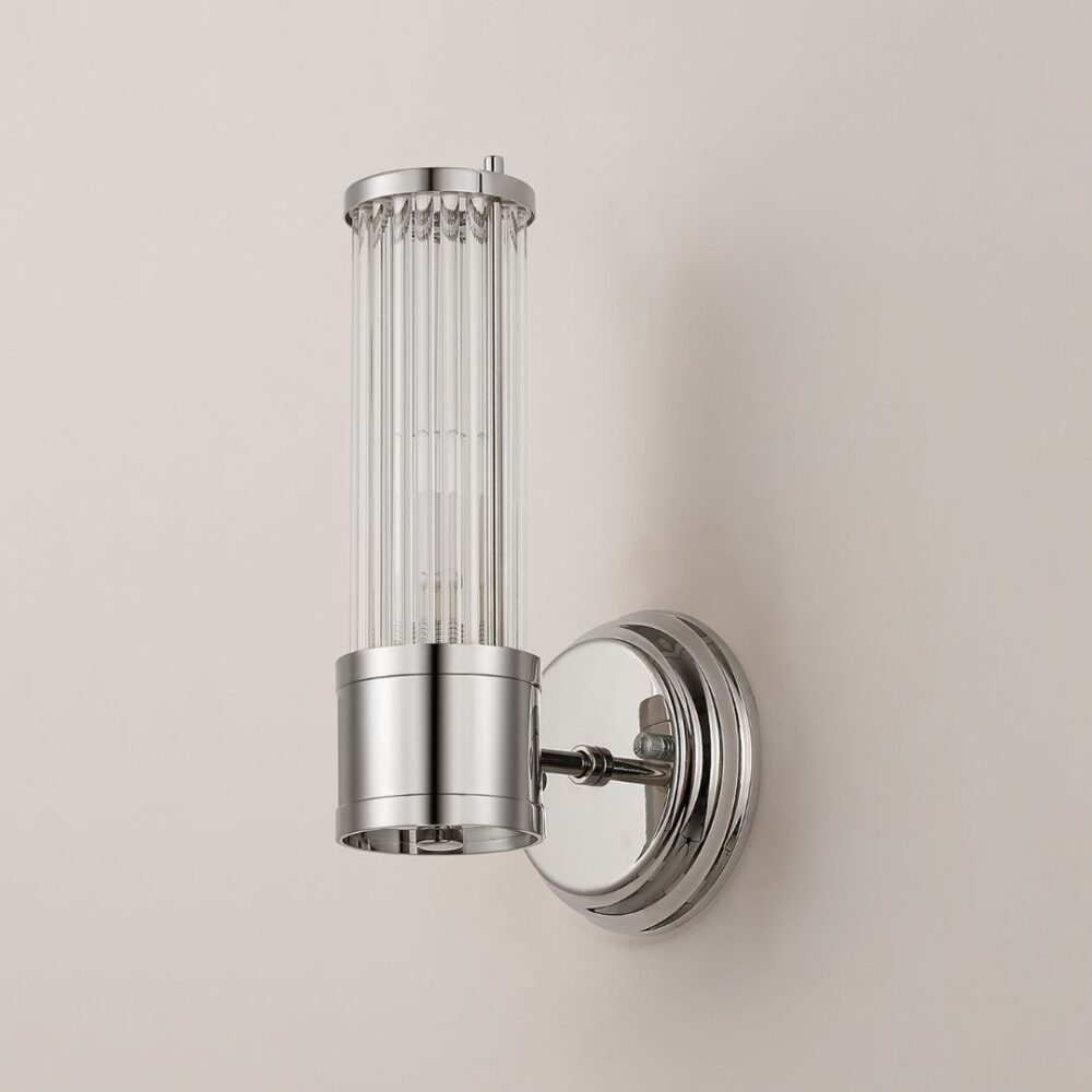 Polished Nickel & Glass Rod Floating Wall Light (IP44) Bathroom