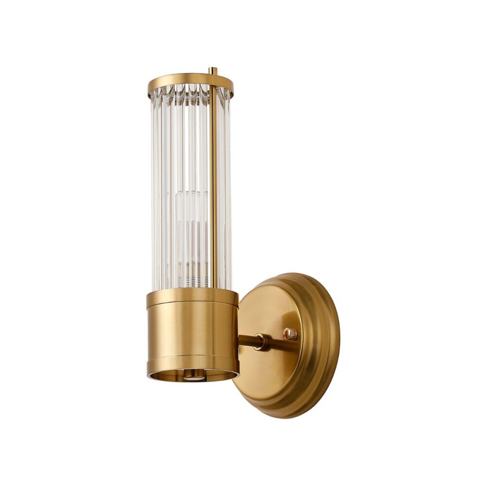 Gold & Glass Rod Floating Wall Light (IP44) Bathroom