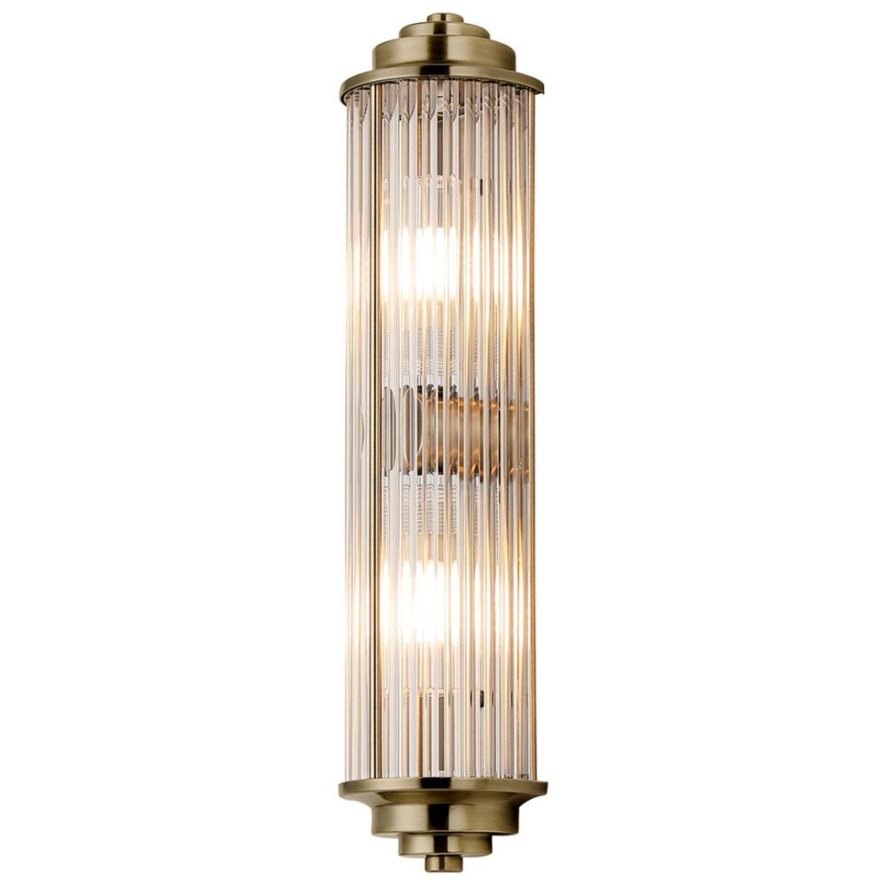 Antique Brass Glass Rod Wall Light (IP44) Bathroom