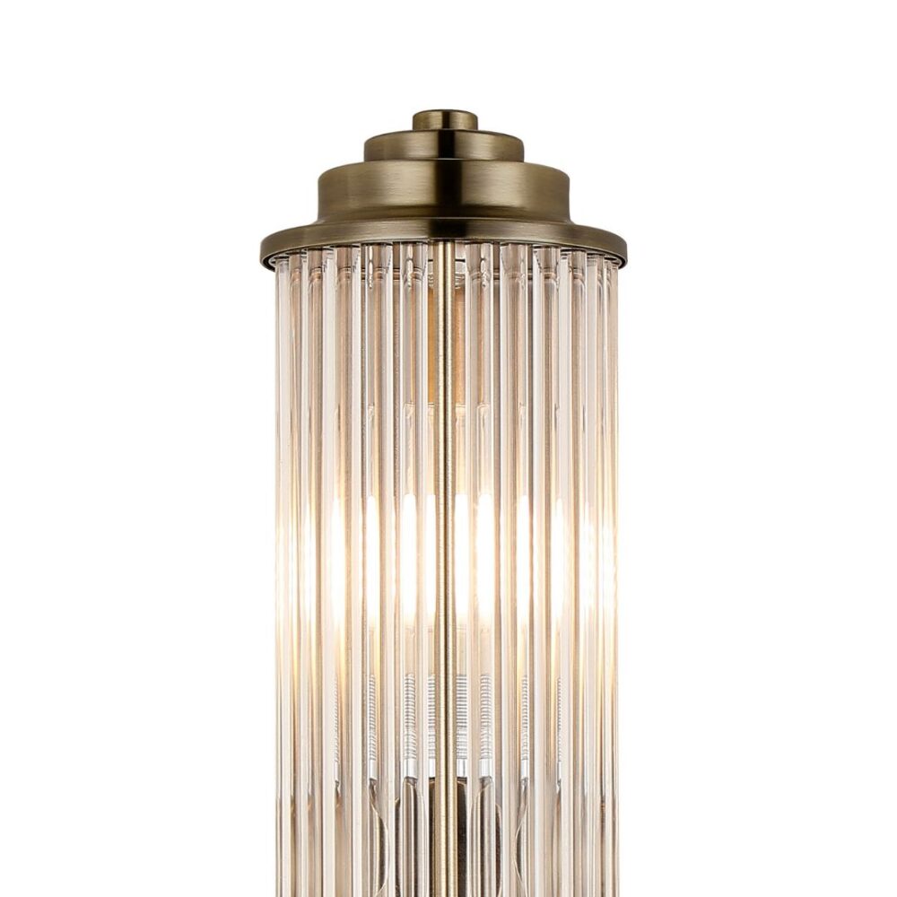 Antique Brass Glass Rod Wall Light (IP44) Bathroom