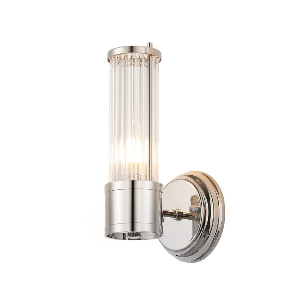 Polished Nickel & Glass Rod Floating Wall Light (IP44) Bathroom