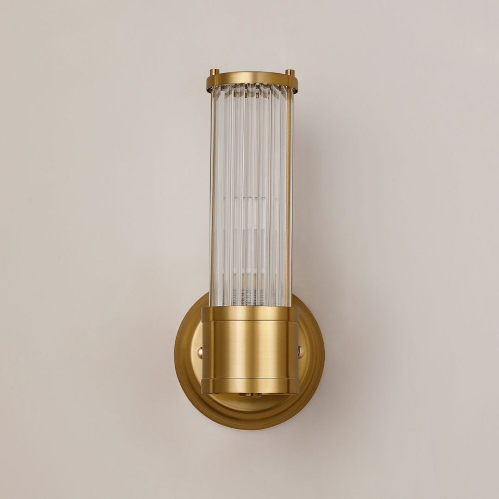 Gold & Glass Rod Floating Wall Light (IP44) Bathroom