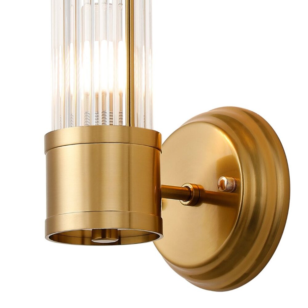 Gold & Glass Rod Floating Wall Light (IP44) Bathroom