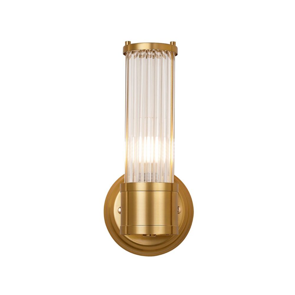 Gold & Glass Rod Floating Wall Light (IP44) Bathroom