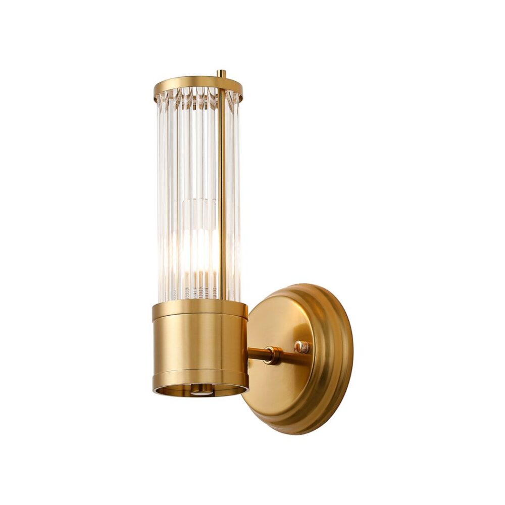 Gold & Glass Rod Floating Wall Light (IP44) Bathroom