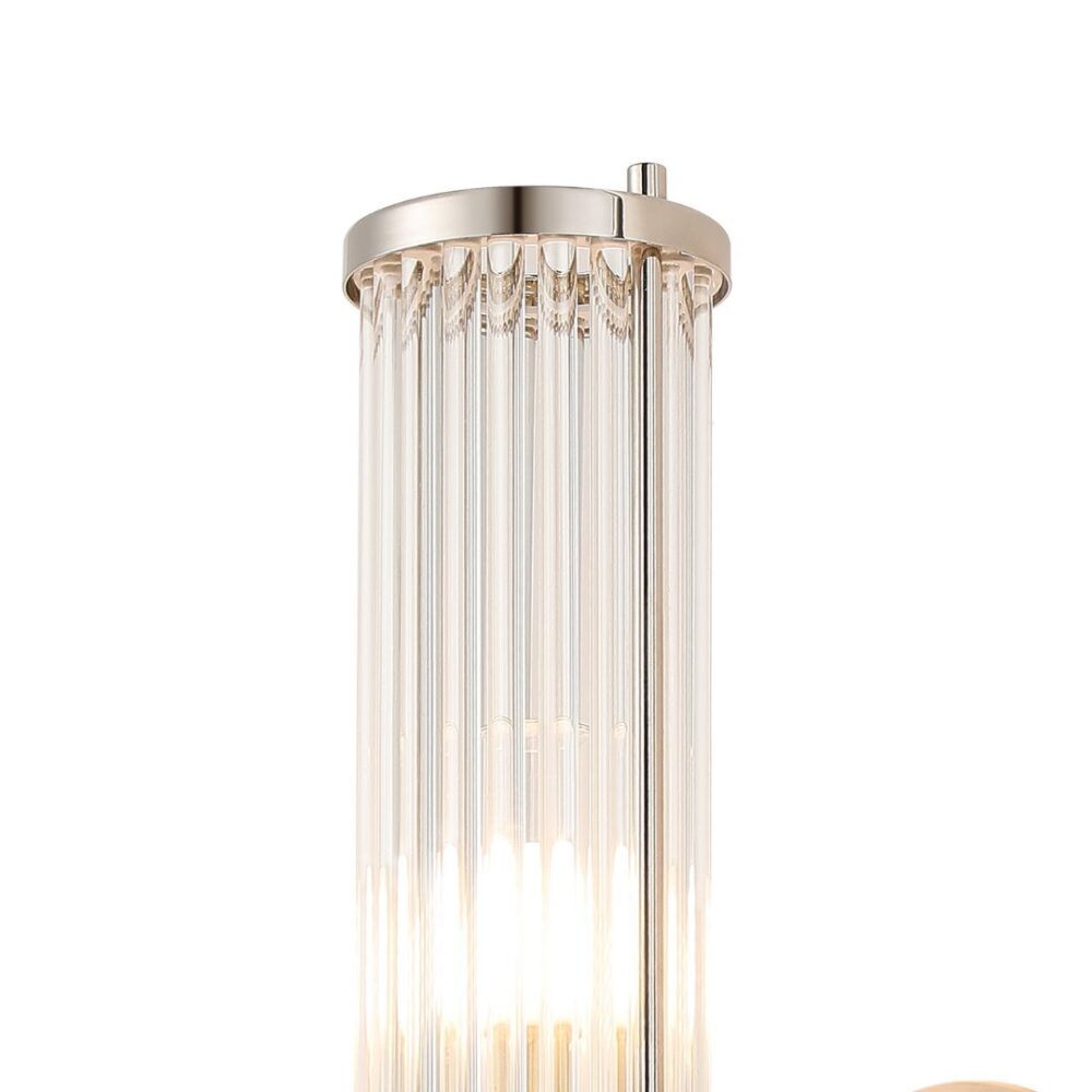 Polished Nickel & Glass Rod Floating Wall Light (IP44) Bathroom