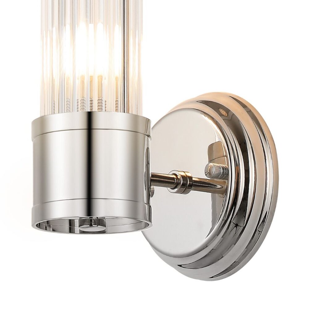 Polished Nickel & Glass Rod Floating Wall Light (IP44) Bathroom