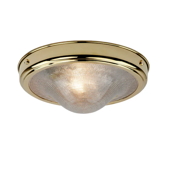 Polished Brass Holophane Bowl Pendant Ceiling