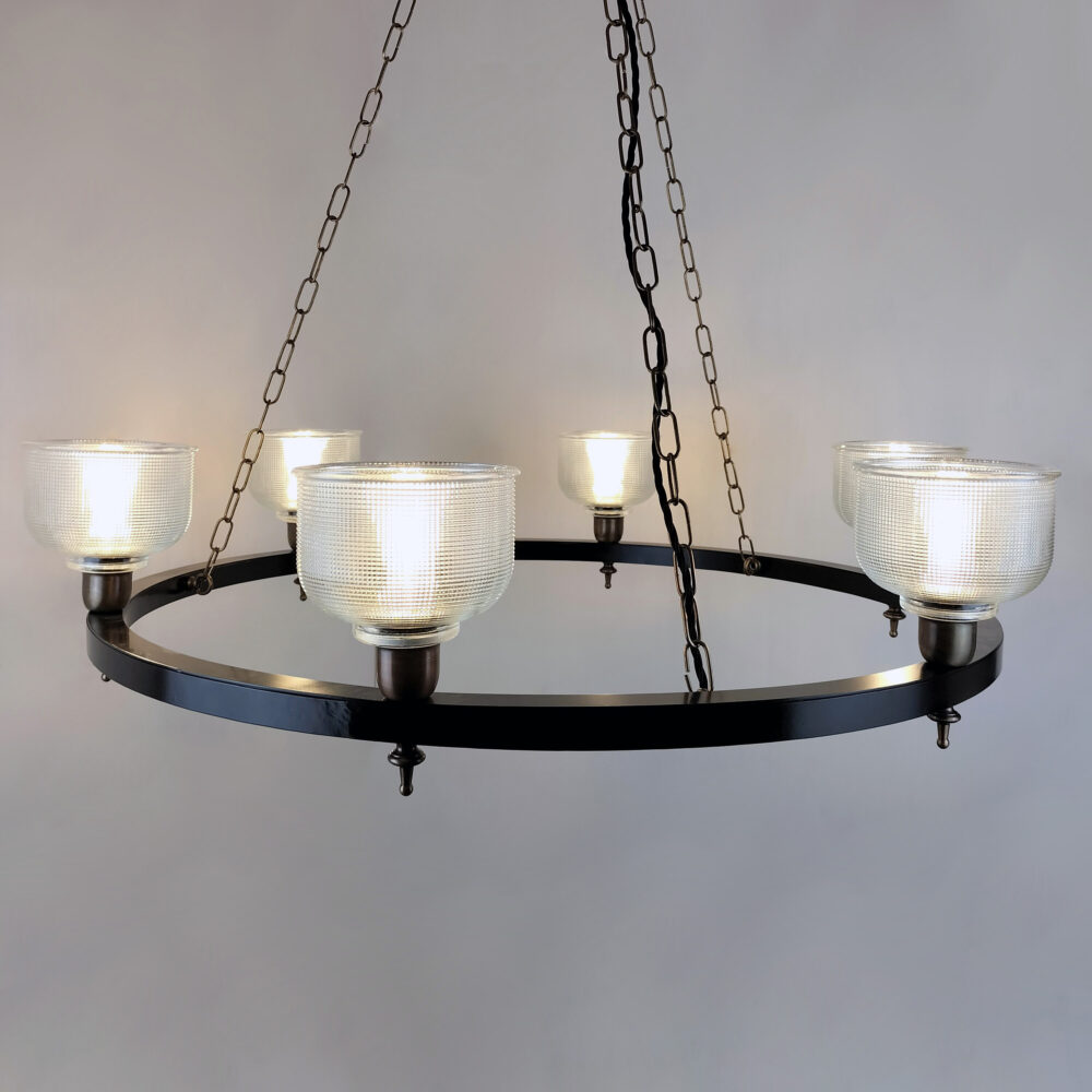 Ring Chandelier with Holophane Shades Brochure