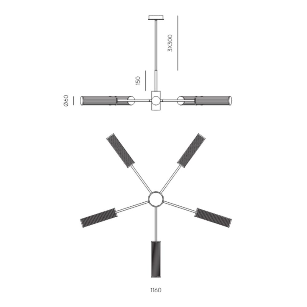 Ribbed Glass Sputnik Pendant Ceiling