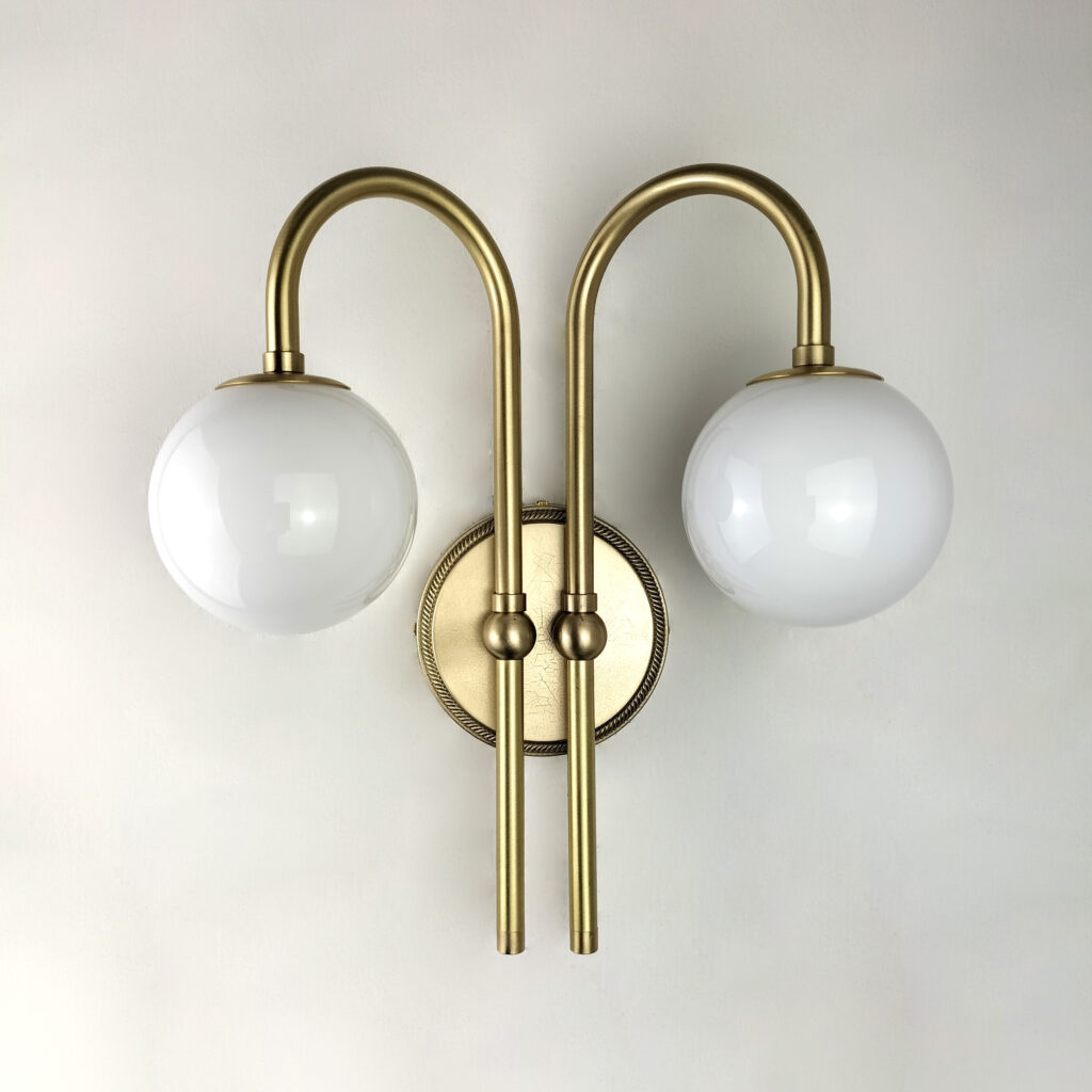 Twin Arm Opal Globe Wall Light - E2 Contract Lighting