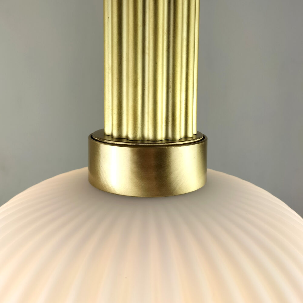 Ribbed Brass Pendant with Opal Glass Brochure