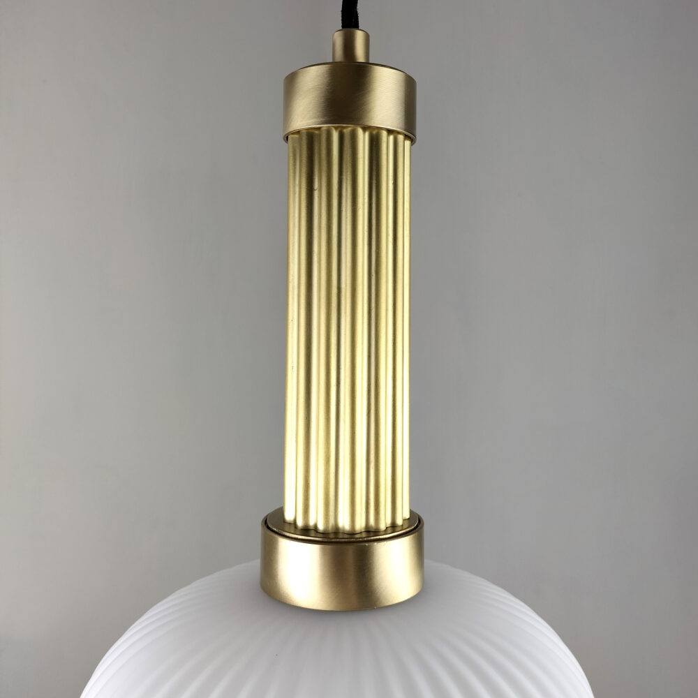 Ribbed Brass Pendant with Opal Glass Brochure