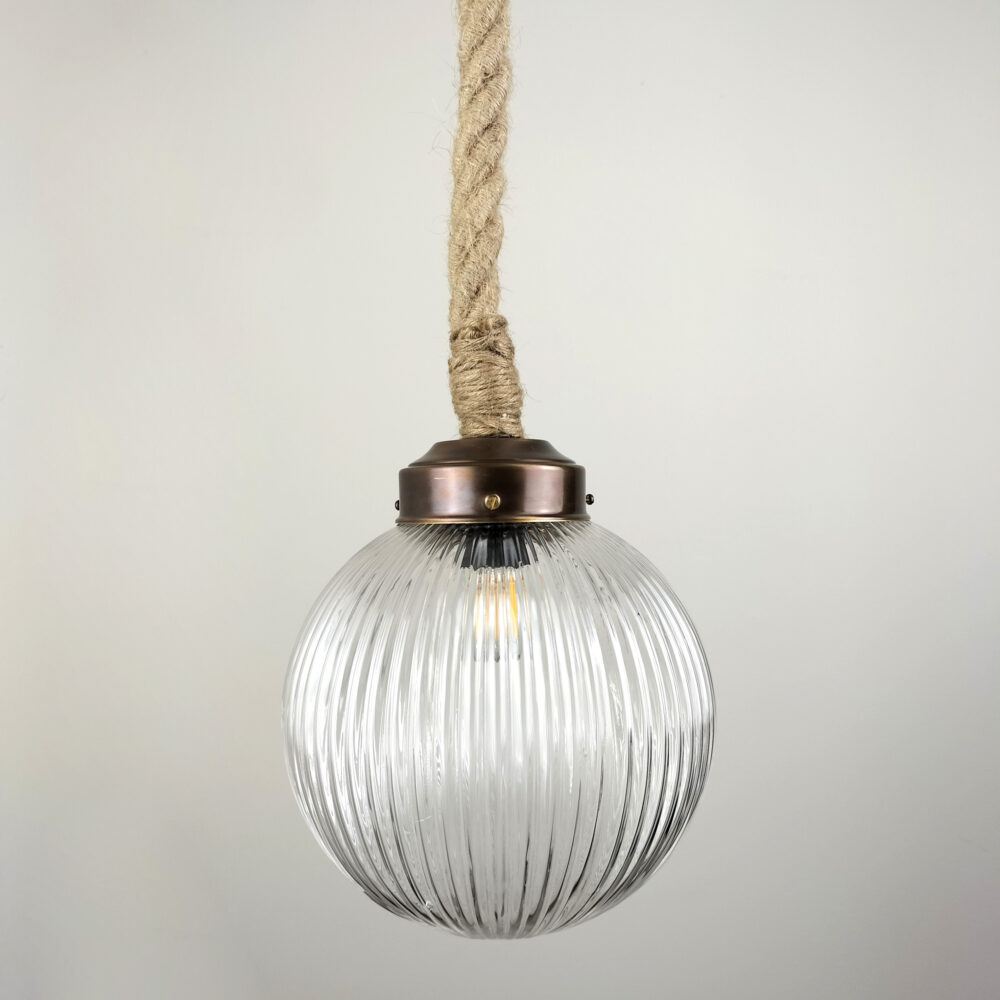 Ribbed Brass Pendant with Opal Glass Brochure