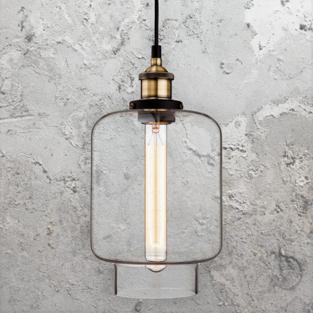 Antique Brass Clear Glass Pendant Light 29489 | E2 ...