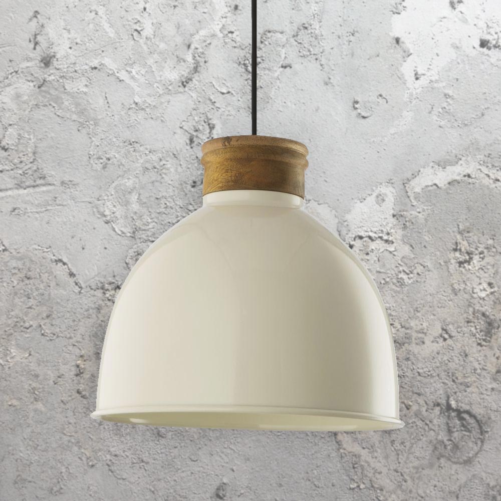 Gloss Metal Cream Pendant Light Cl 36692 E2 Contract Lighting Uk