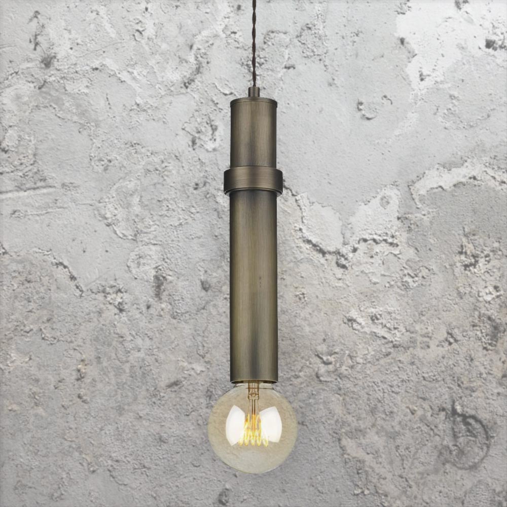 Brass Tube Pendant Light antique brass tube pendant light