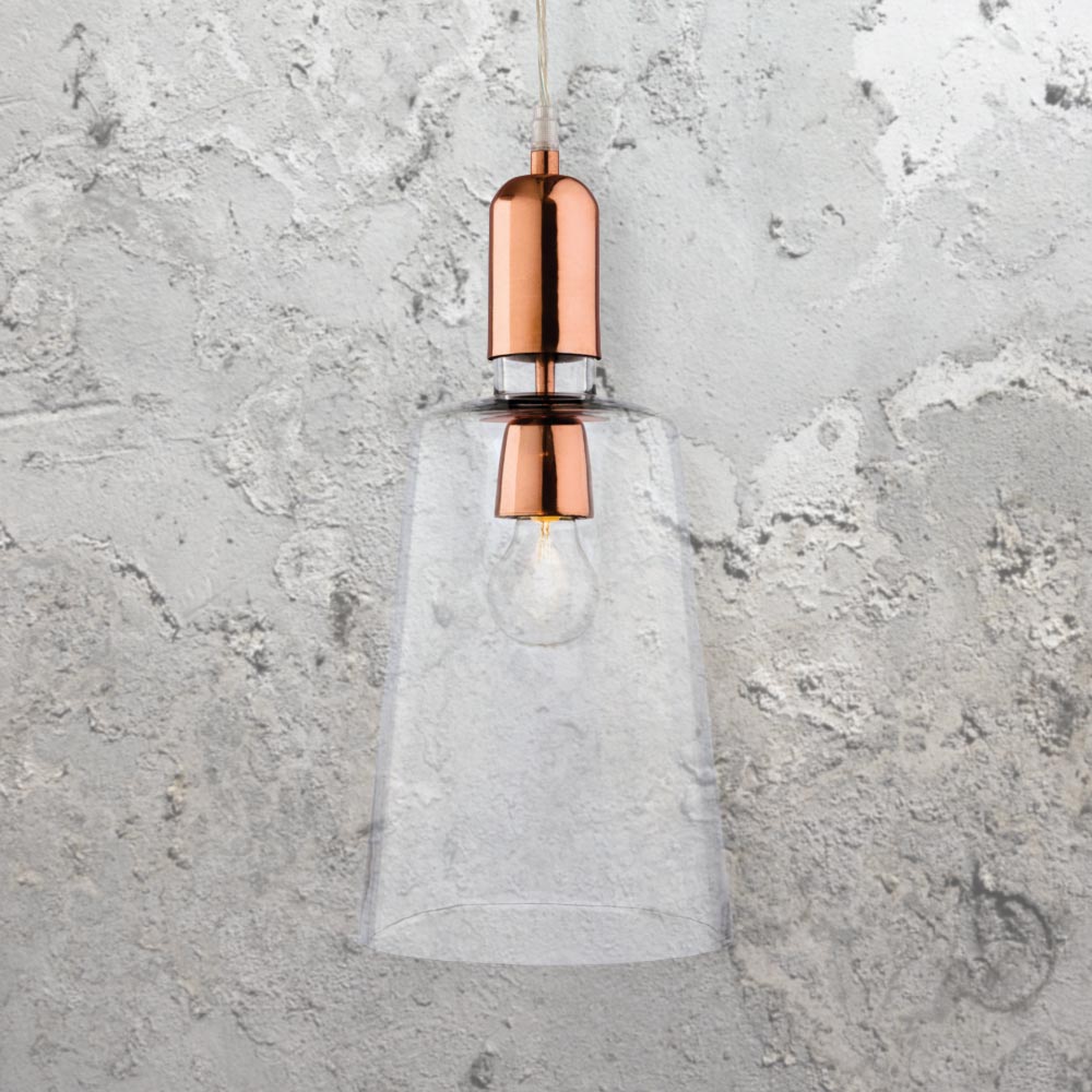 Glass Pendant Light With Copper glass copper pendant light