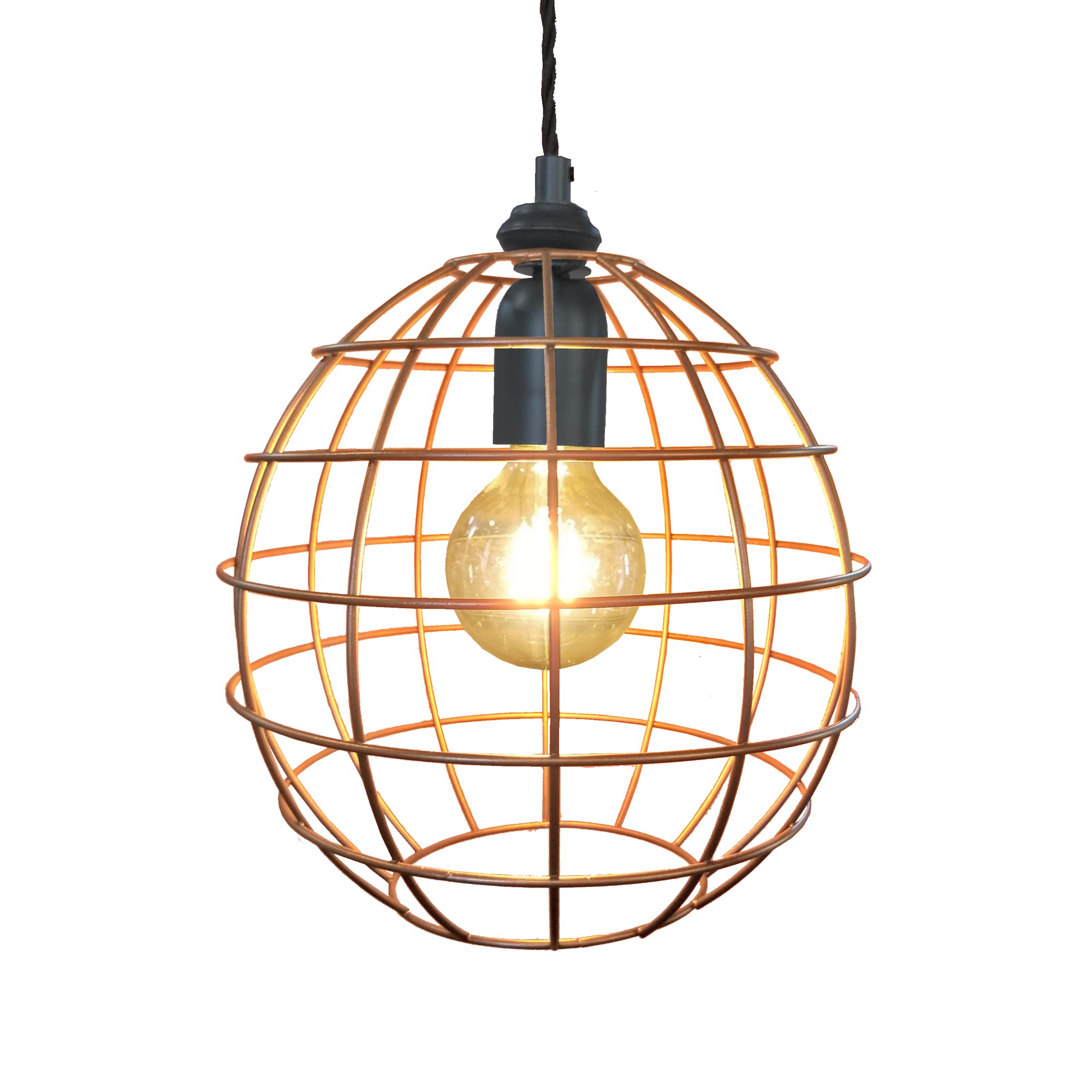 Copper Cage Pendant Light pewter copper cage pendant light