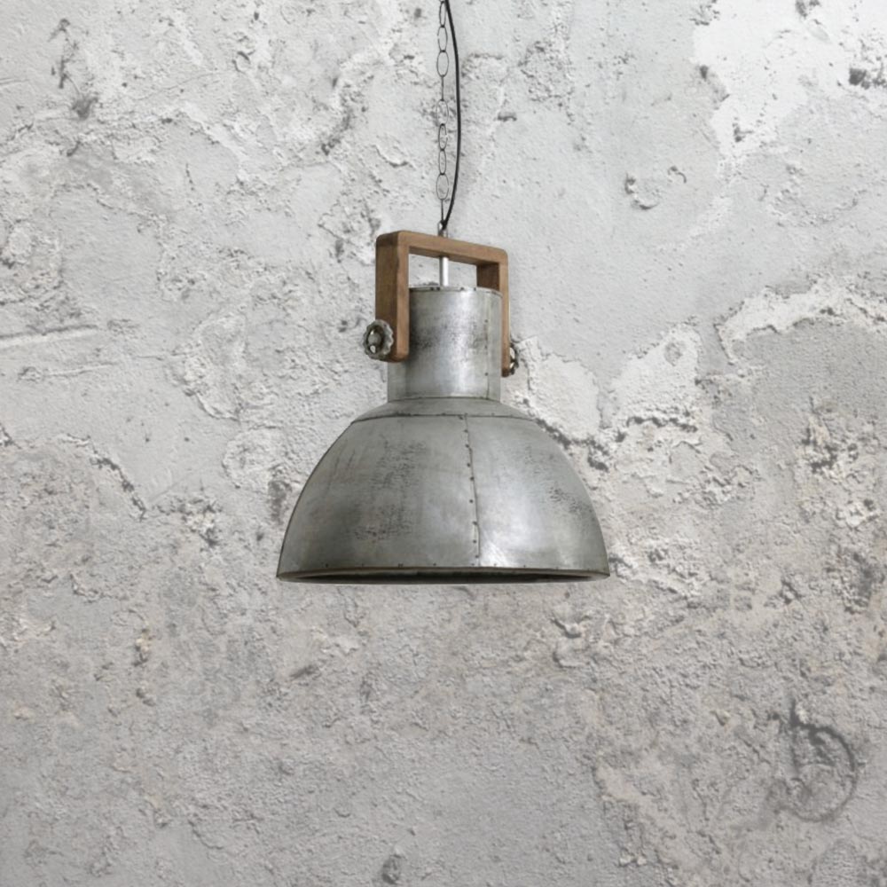 Silver Industrial Pendant Light wooden industrial silver pendant light